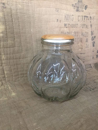 Large Glass Candy/Cookie Jar w/ wooden lid