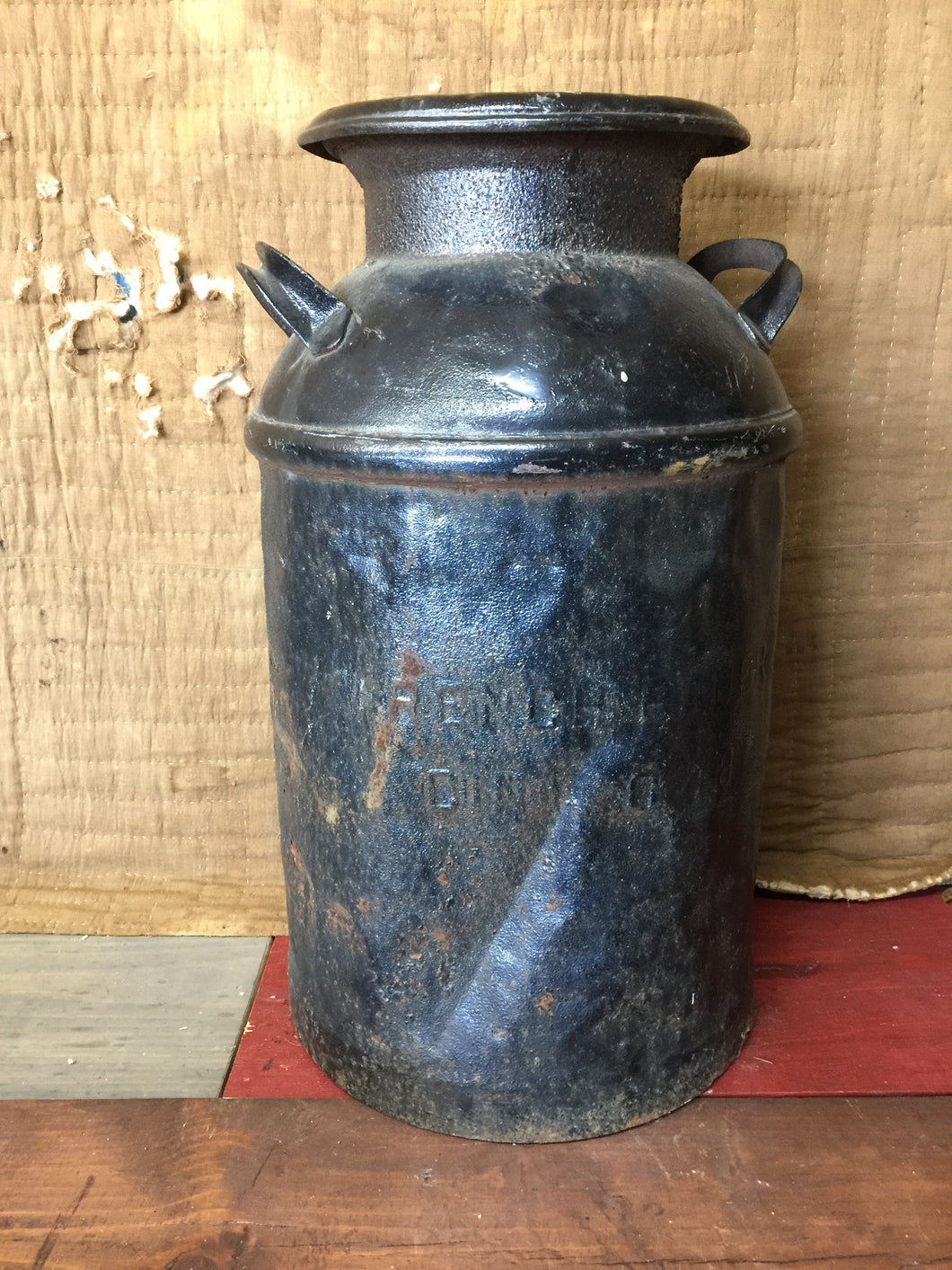 Antique vintage milk can 40 qt liquid filled French Bauer Gin