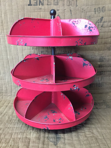 Red Metal Three Tier Turntable