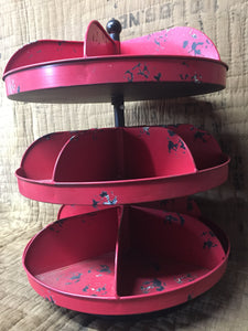 Red Metal Three Tier Turntable