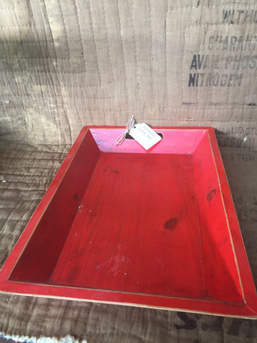 Red a Wooden Serving Tray