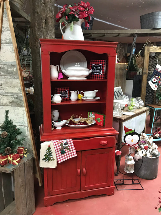 Beautiful antiques red kitchen cabinet