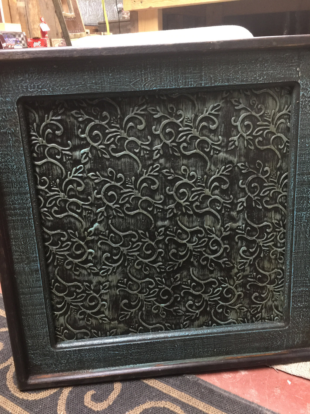 Large turquoise wood frame