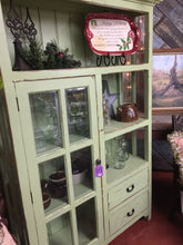 Load image into Gallery viewer, Vintage Wood Green Cabinet
