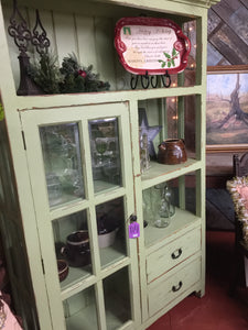 Vintage Wood Green Cabinet
