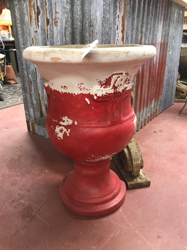 Red & White Large Flower Pot