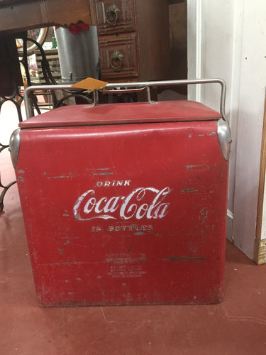 Vintage Red Metal Coca Cola Ice Chest