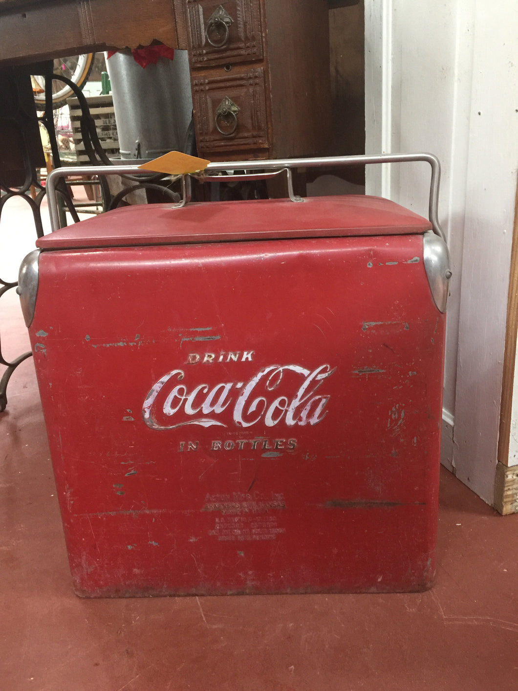 Vintage Red Metal Coca Cola Ice Chest