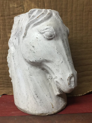 White Clay Horse Sculpture