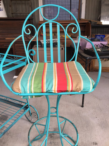 Turquoise Iron Barstool and Tea Cart Set