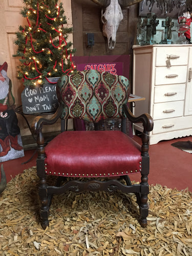 Decorative Wooden/Leather Chair (Red)