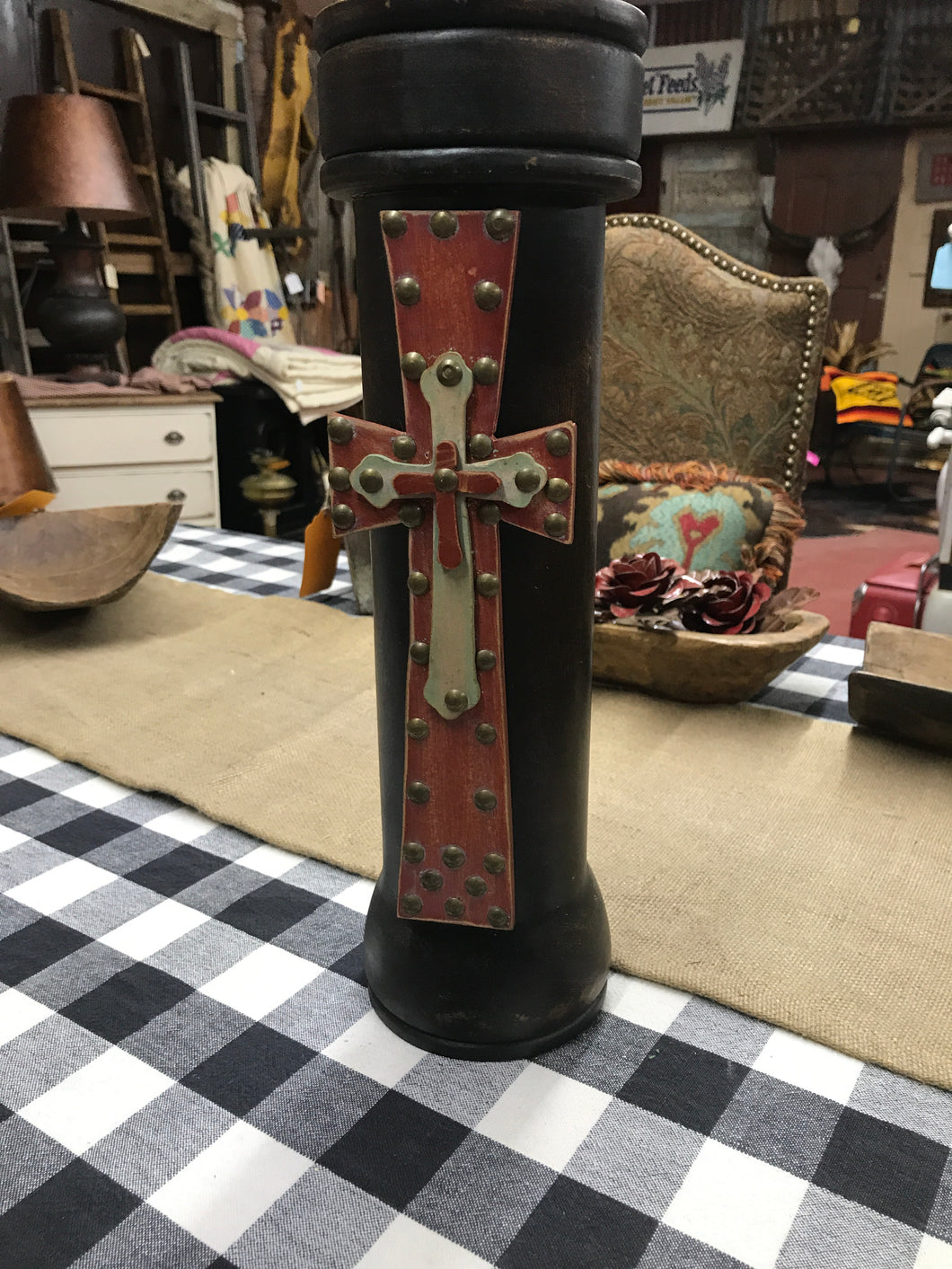 Vintage Cross Candleholder - large