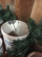 Load image into Gallery viewer, Vintage Gray Stoneware Crock Mixing Bowl With Blue Rim