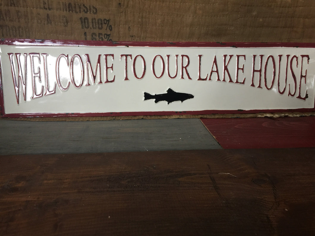 “Welcome To Our Lake House” sign