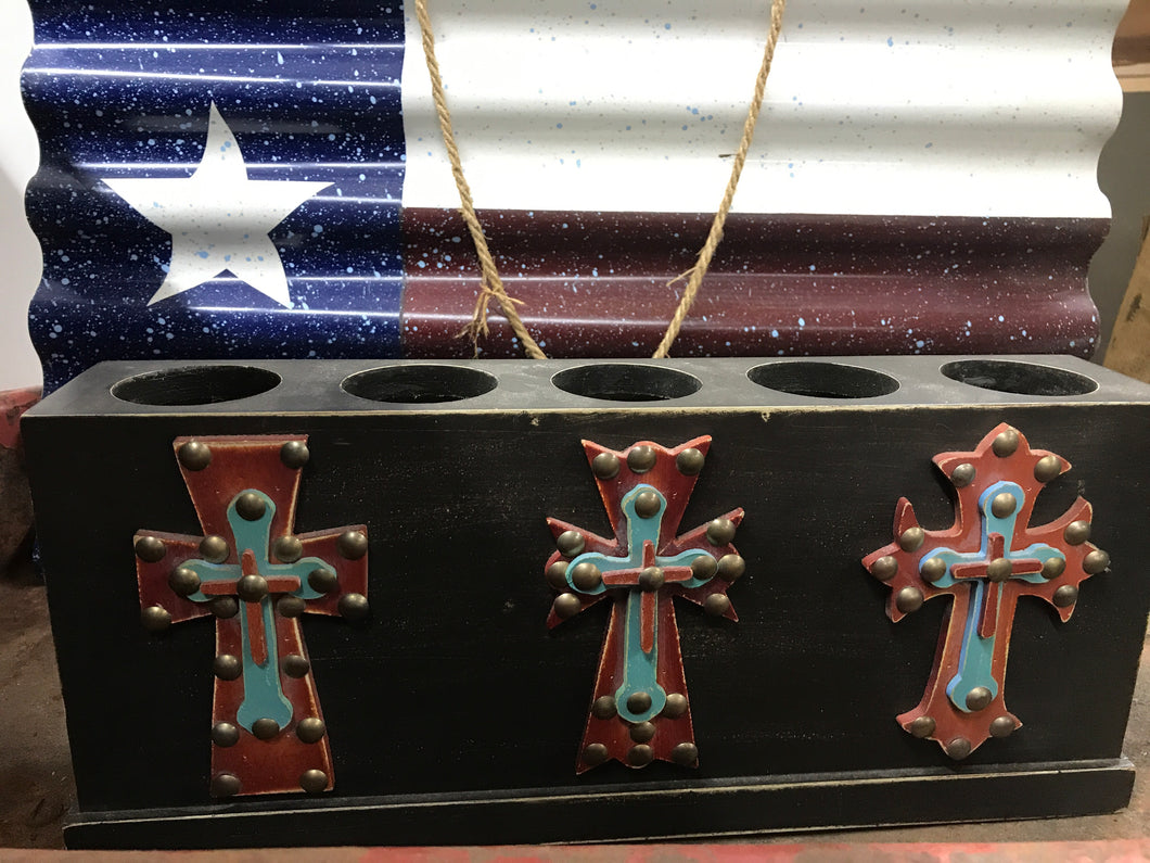 Vintage Cross 5 Candle Candleholder