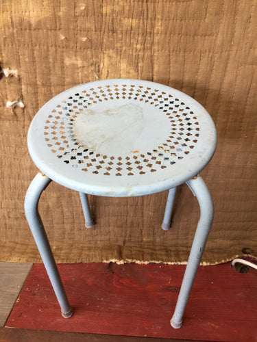 Vintage metal stool blue