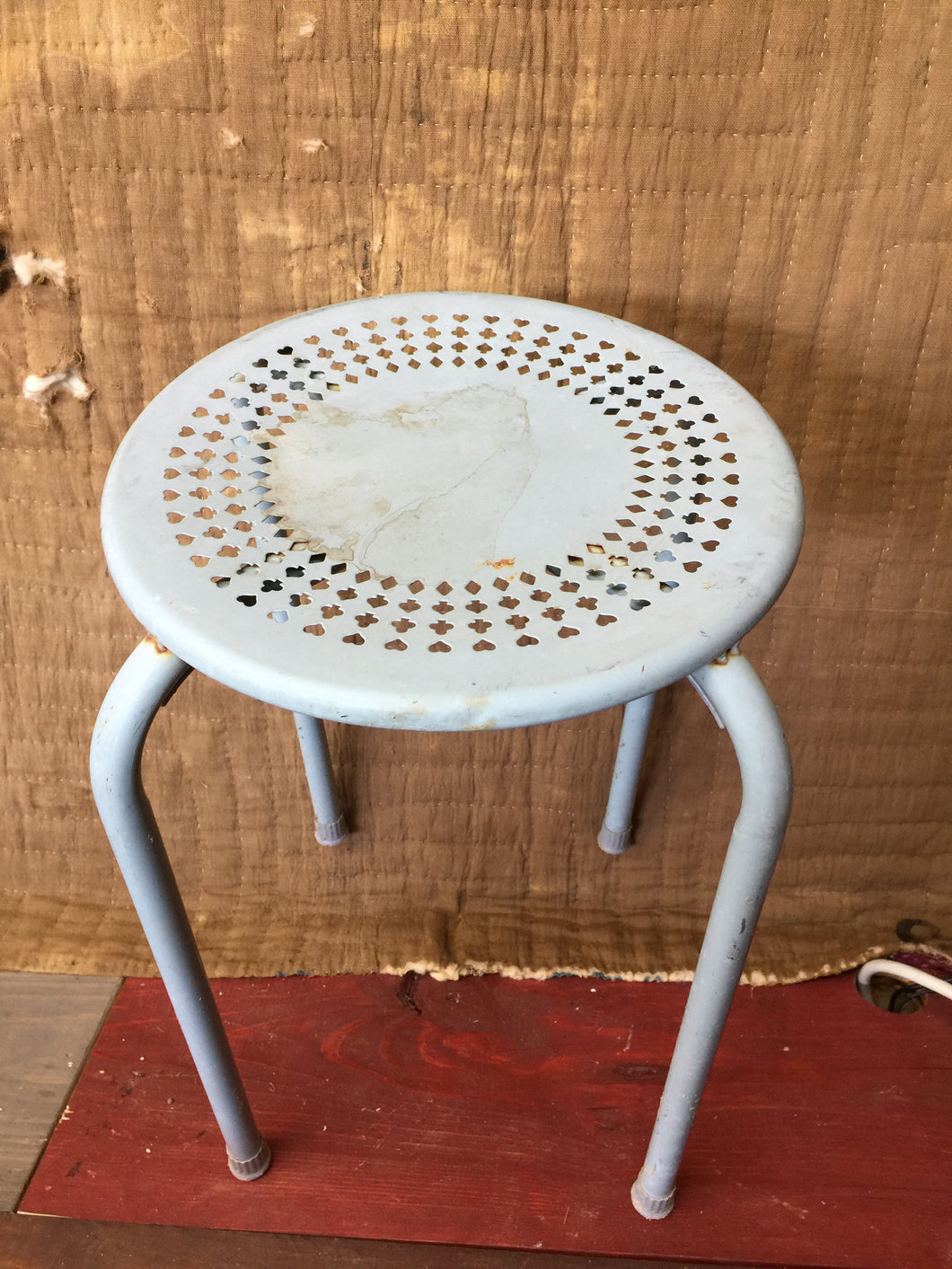 Vintage metal stool blue
