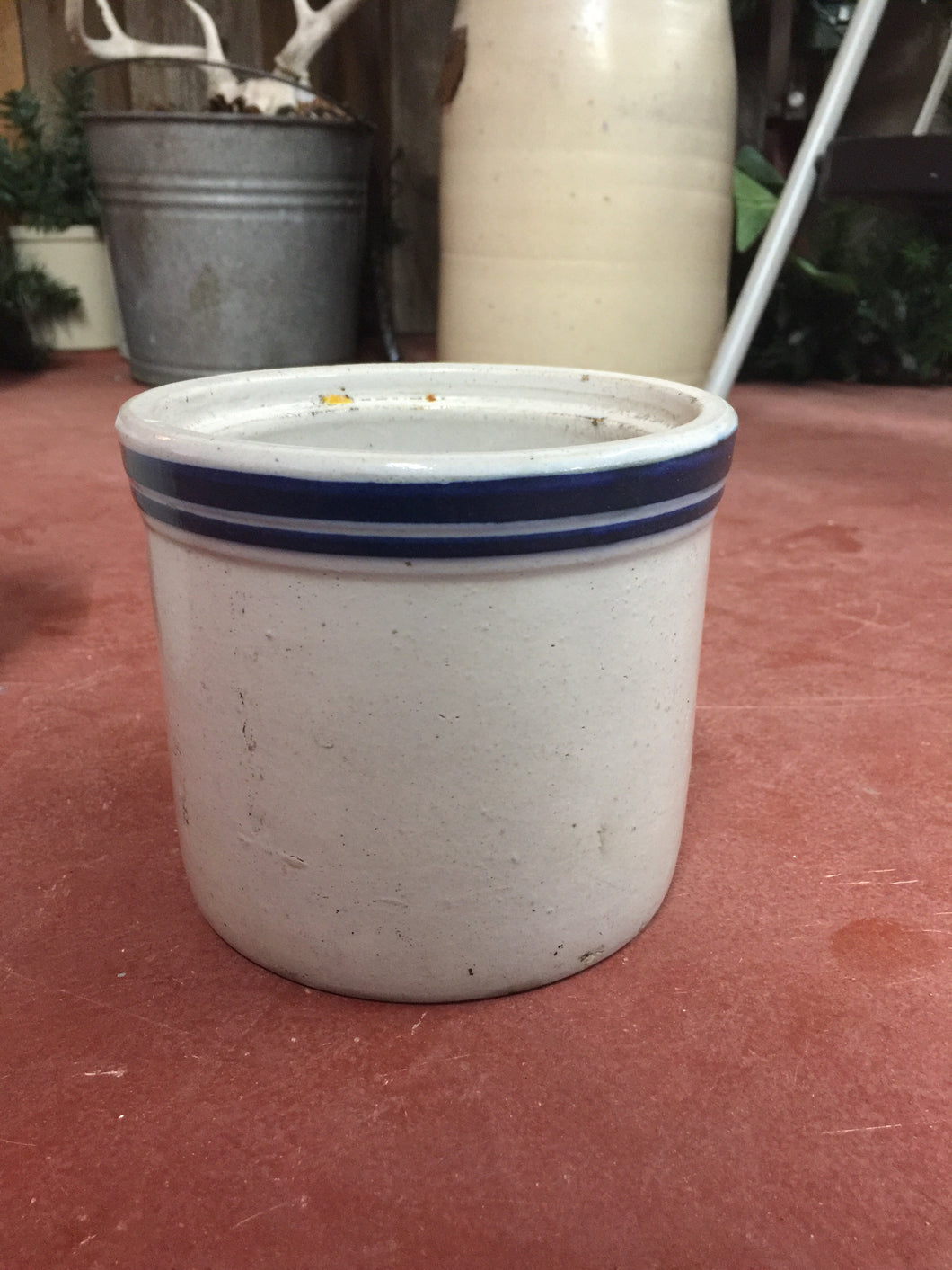 Antique Blue Rim Crock- Small