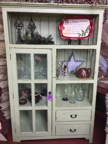 Vintage Wood Green Cabinet