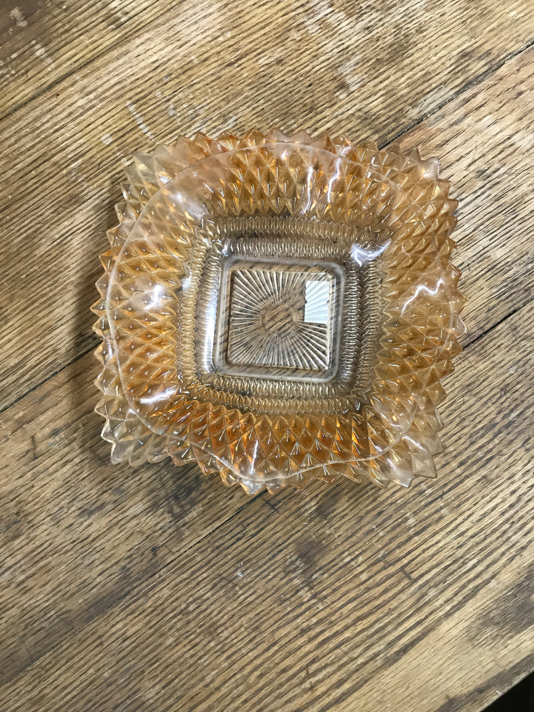 Carnival Glass Square Bowl