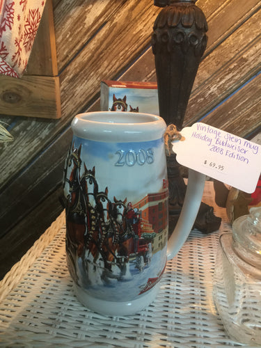 Vintage Stein Mug Holiday Budweiser 2008 Edition