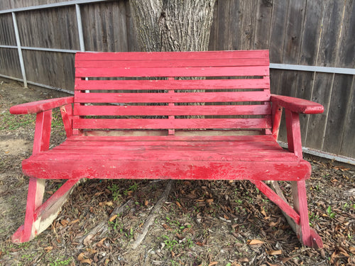 Red Wooden Rocking Bench